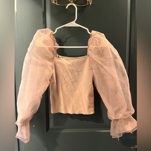 Nude pink organize long puff sleeve going out top